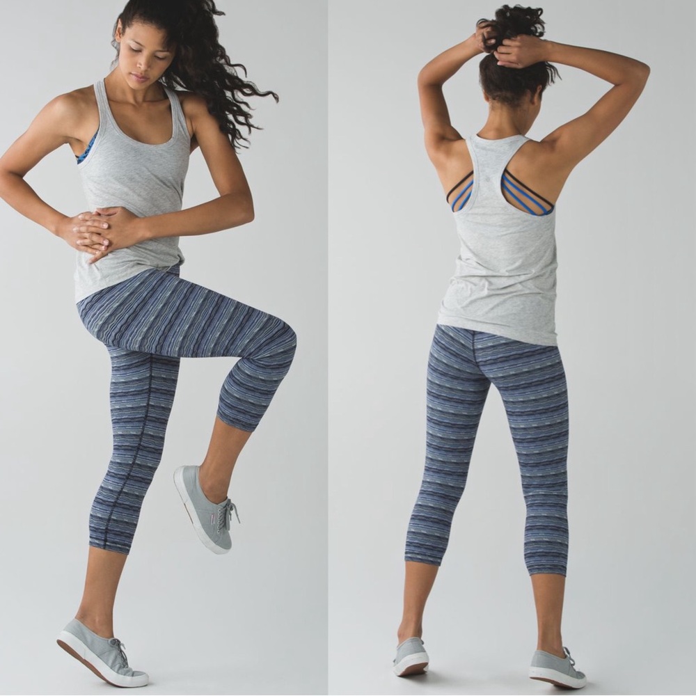Lululemon Wunder Under Crop Space Dye Twist Sapphire Blue Multi Woman’s Size 6